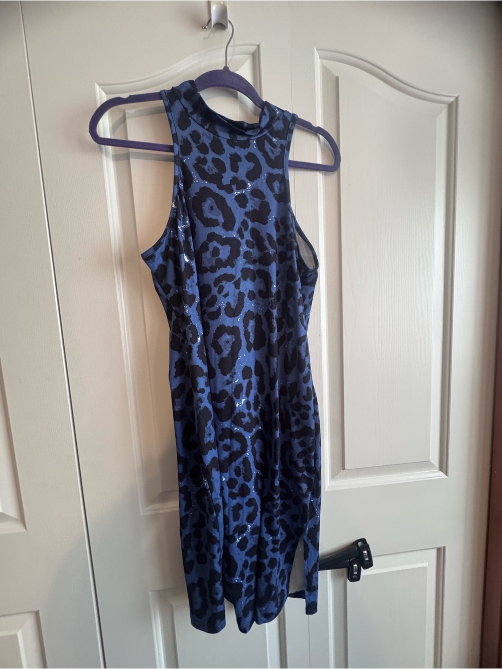 SHEIN Blue Leopard-Print Midi Dress